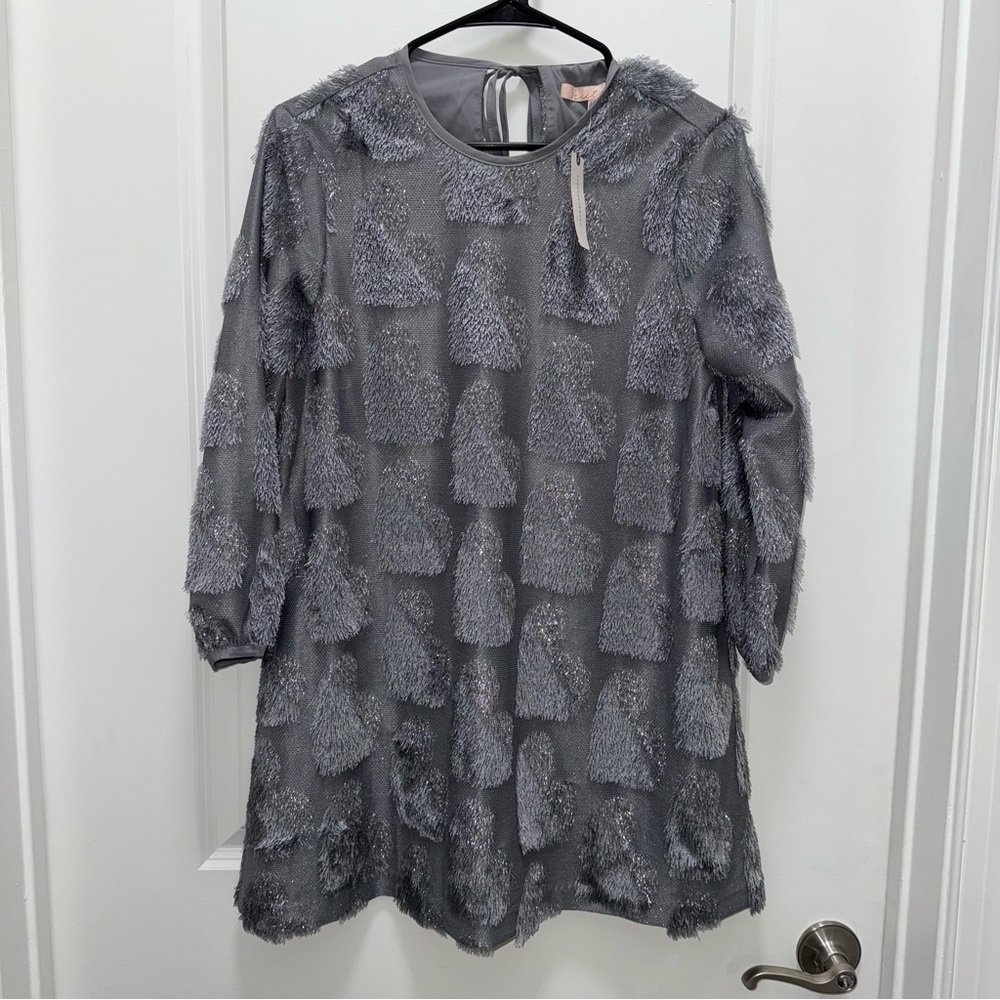 NWT Anthropologie Hutch Silvery Textured Hearts Mini Dress